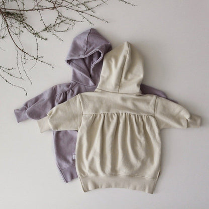 Baby Solid Color Long Sleeves Korean Style Cotton Hoodies-0