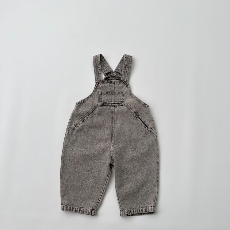 Baby Unisex Washed Denim Fabric Loose Overall-4