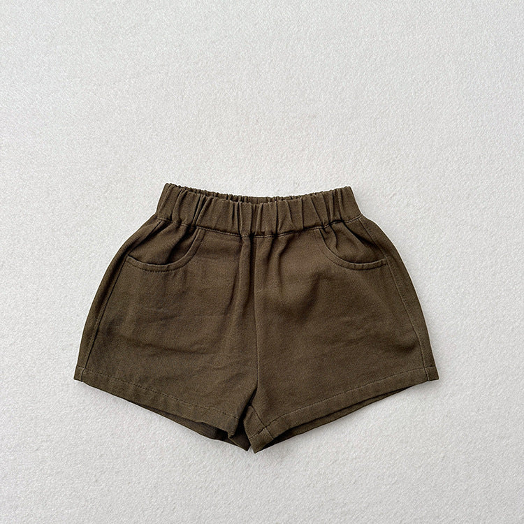 Summer New Arrival Kids Unisex Casual Thin Solid Color Basic Shorts-5