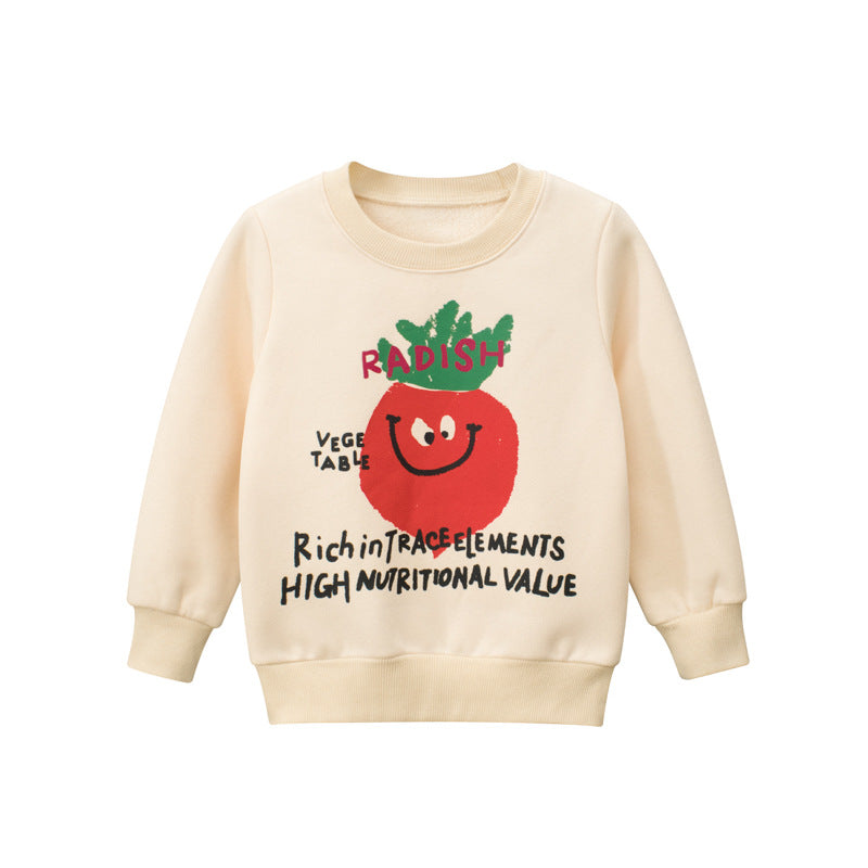 Baby Boy Cartoon Carrot And Letter Pattern Pure Cotton Warm Hoodie-4