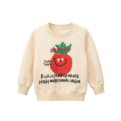 Baby Boy Cartoon Carrot And Letter Pattern Pure Cotton Warm Hoodie-4