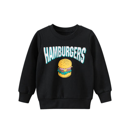 Baby Boy And Girl Hamburger Print Pattern Quality Sweatshirt-0