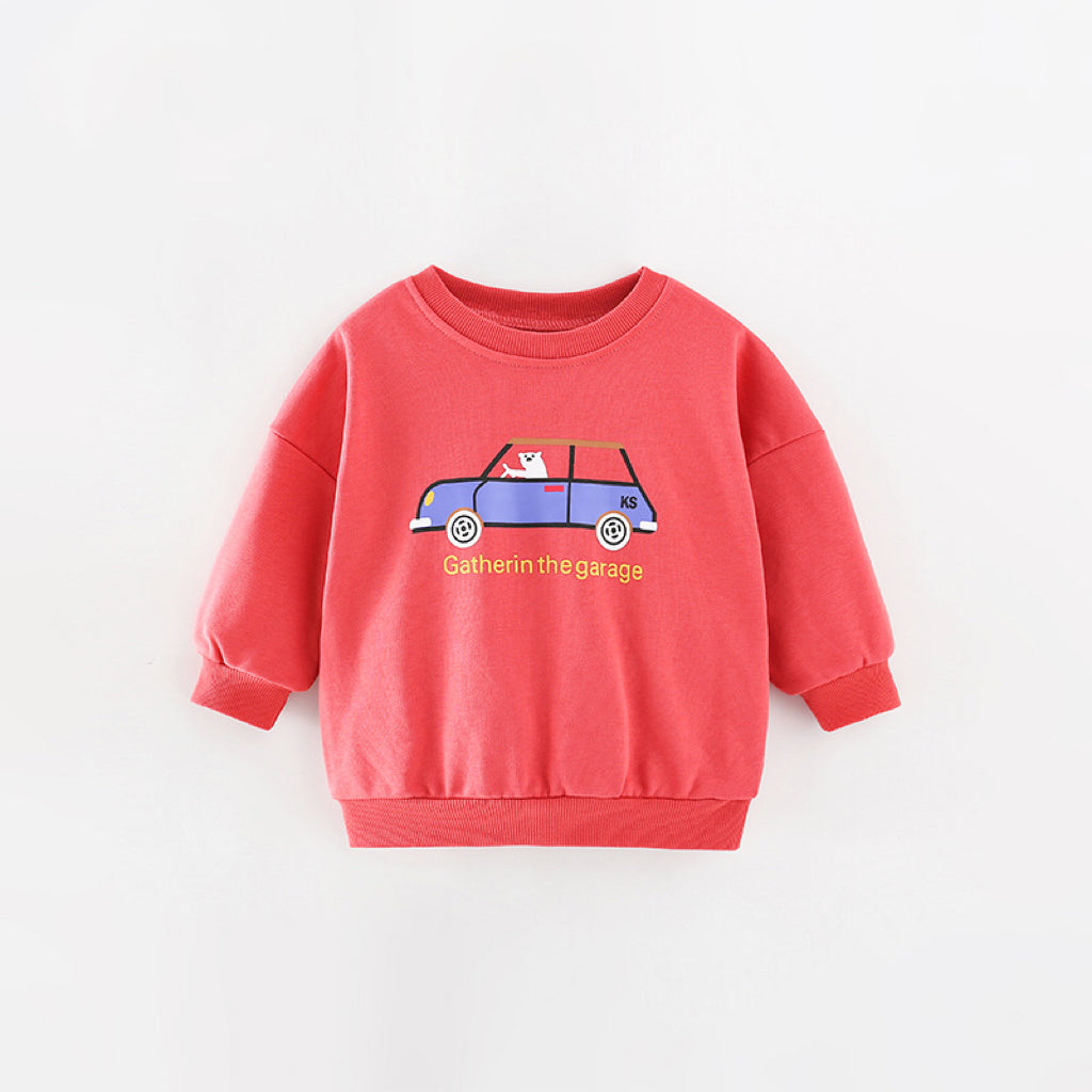 Baby Cartoon Bear Pattern Long Sleeve Cotton Terry Hoodie-4