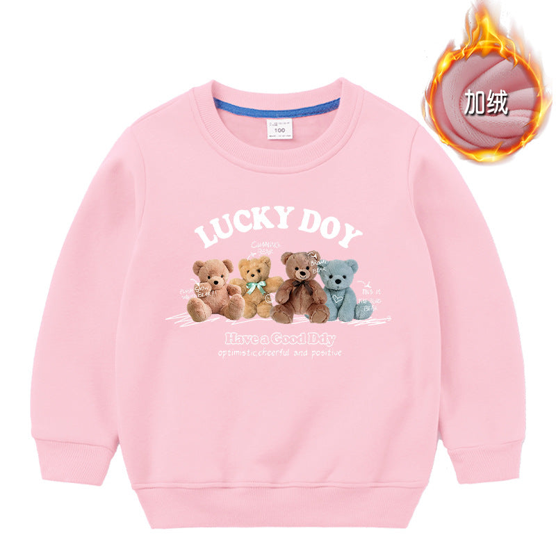 Baby Cute Bear Pattern Crewneck Cotton Hoodies In Autumn-5