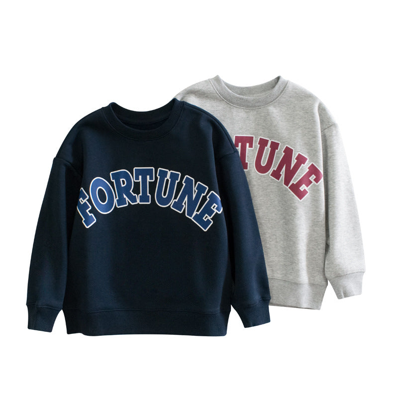 Children Letter Print Pattern Unisex Long Sleeve Hoodies In Autumn-0