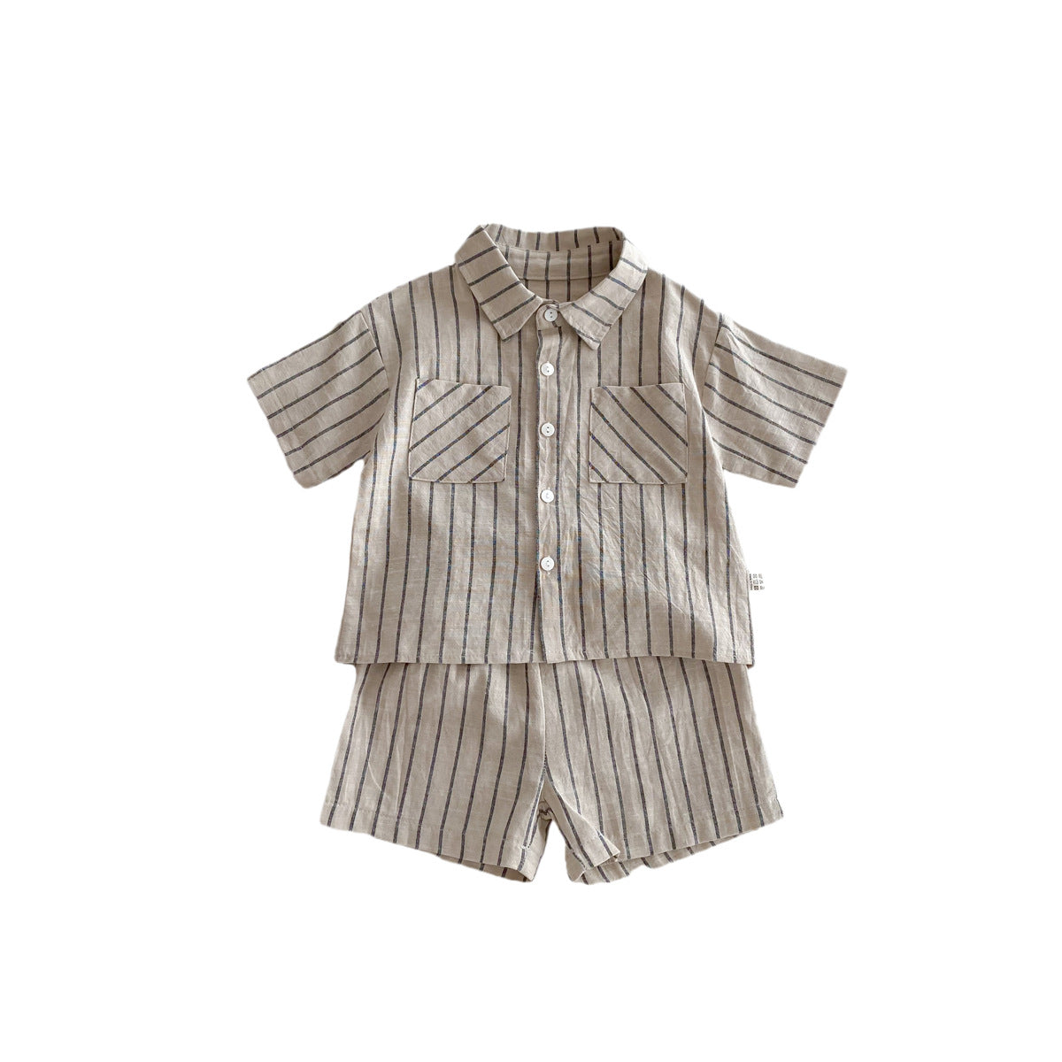 Spring Baby Kids Unisex Striped Top Shirt And Shorts Clothing Set-5