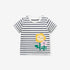 Baby Kids Girls Black Striped Floral Pattern Short Sleeves T-Shirt-0