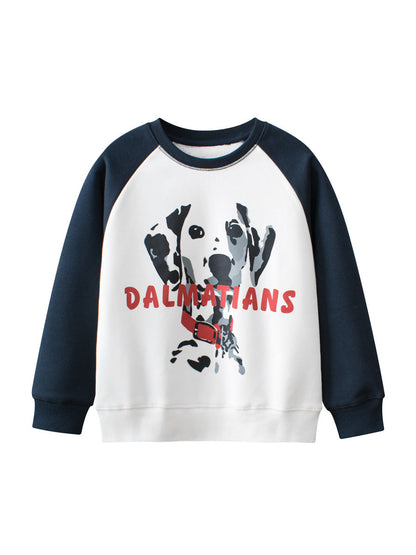 Kids Boys And Girls Cartoon Pet Dogs Printing Fleece Pullover Clothing Sweatshirt-0