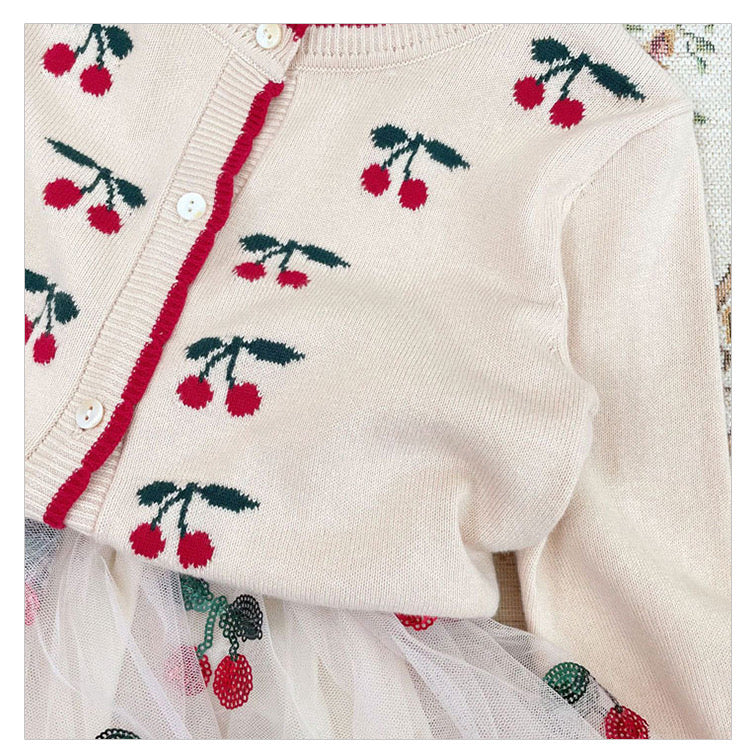 Cherry Embroidered Design Cute Cardigan-4