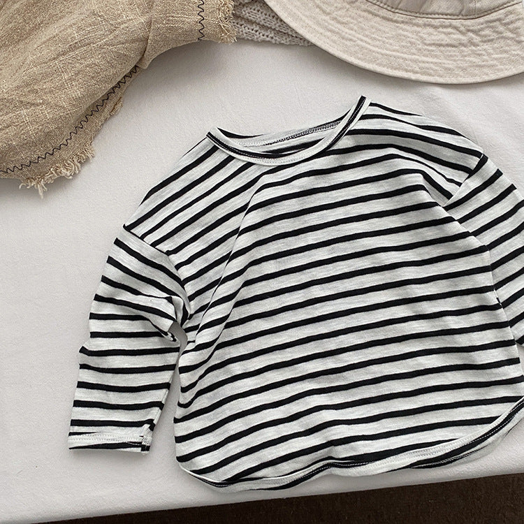 Baby Striped Graphic Long Sleeve Soft Cotton Loose Shirt-4