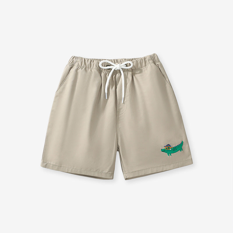 Boys Solid Soft Cotton Casual Style Shorts With Cartoon Logo-0