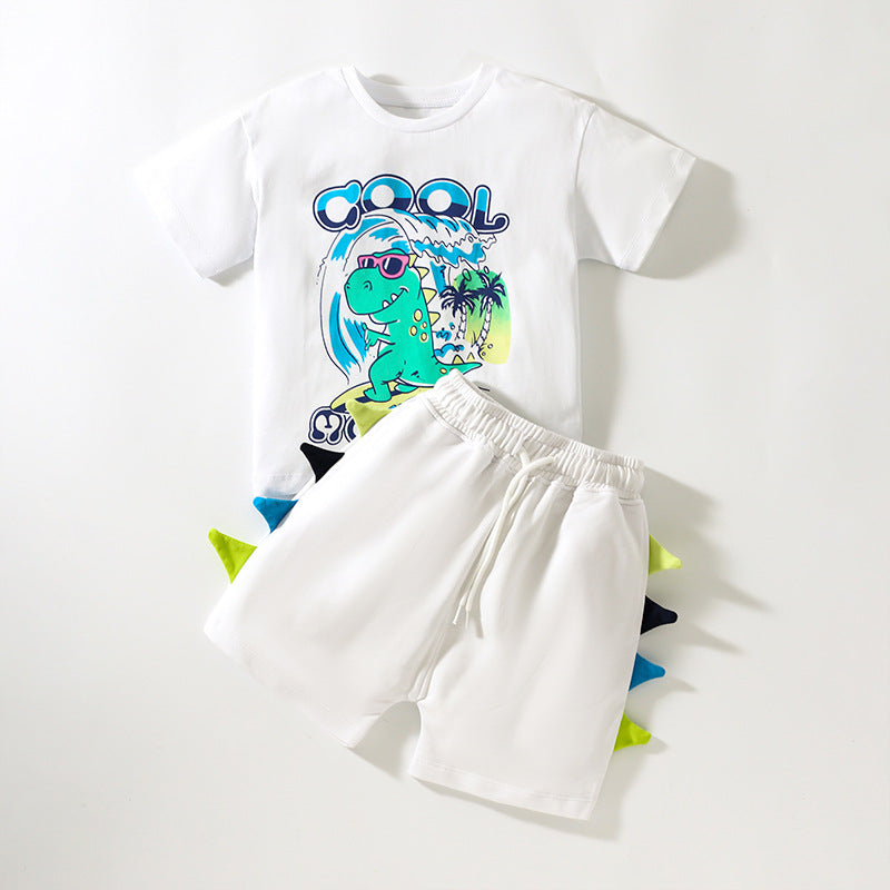 Baby Boy Dinosaur Pattern Short Sleeve T-Shirt Clothing Sets-0