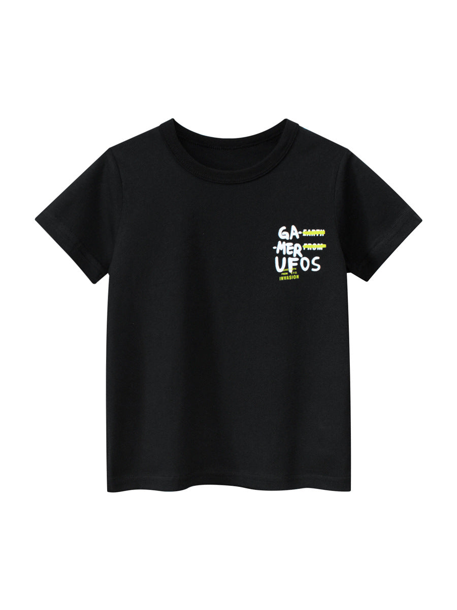 Boys’ Cartoon UFO Pattern T-Shirt In European And American Style-1