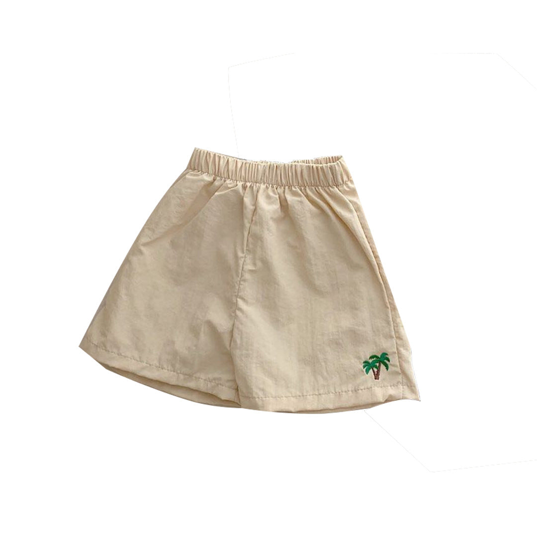 Baby Fruit Embroidered Pattern Summer Beach Comfy Shorts-5