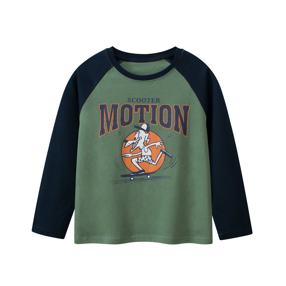 Baby Kids Unisex Skater Dog Cartoon Letters Printing Crew Neck Long Sleeves Pullover-0