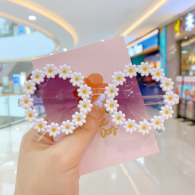 Girls Lovely Sunflower Round Frame Sunglasses-5