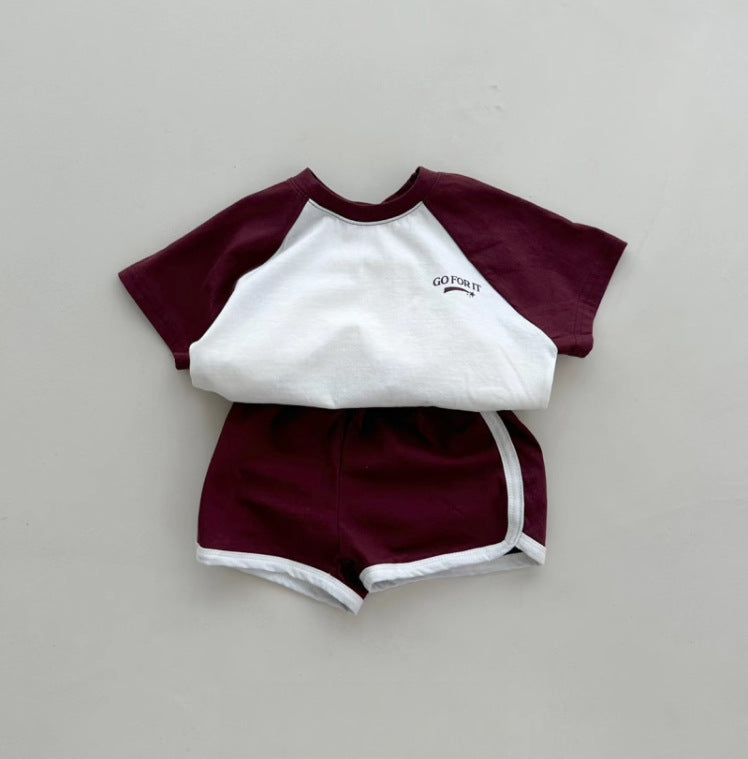 Summer Baby Kids Unisex Letters Pattern Top T-Shirt And Shorts Sportswear Clothing Set-5