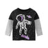 Baby Boy Astronaut Pattern Contrast Sleeved Design Long Sleeved Shirt-0