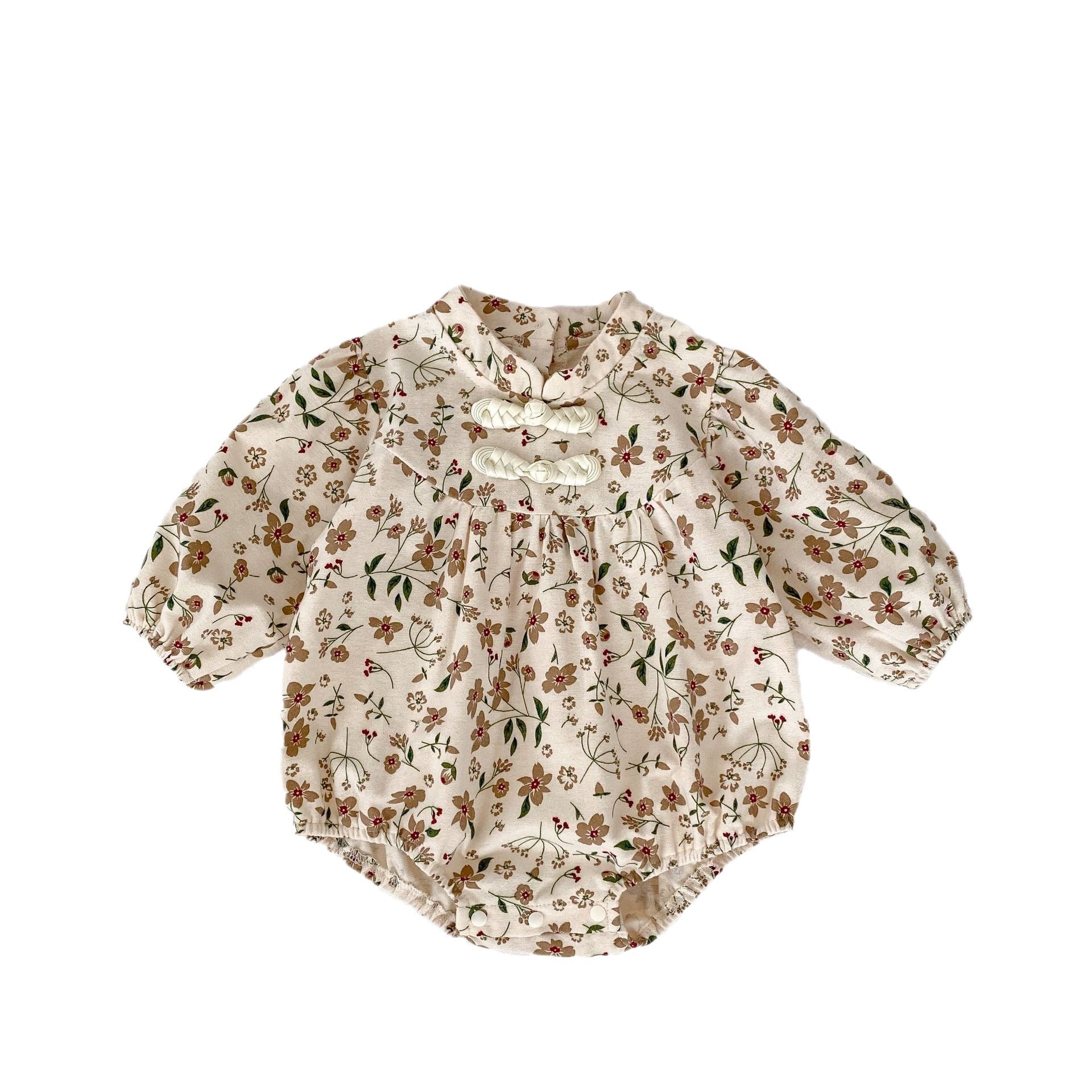 Autumn Floral Pattern Chinese Style Baby Onesies-4