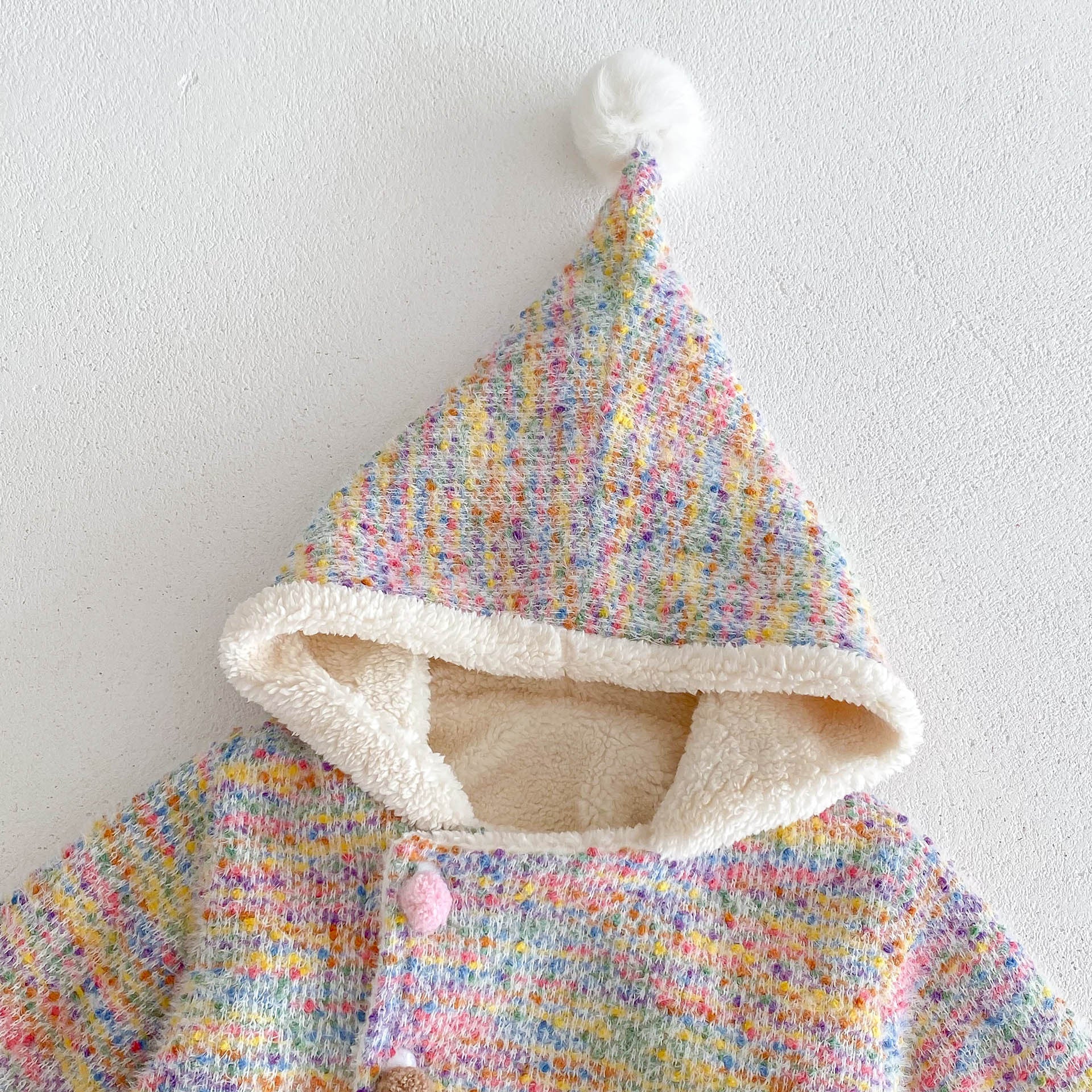 Baby Gradient Color Dots Long Sleeves Winter Outfit Warm Overcoat With Christmas Hood-4