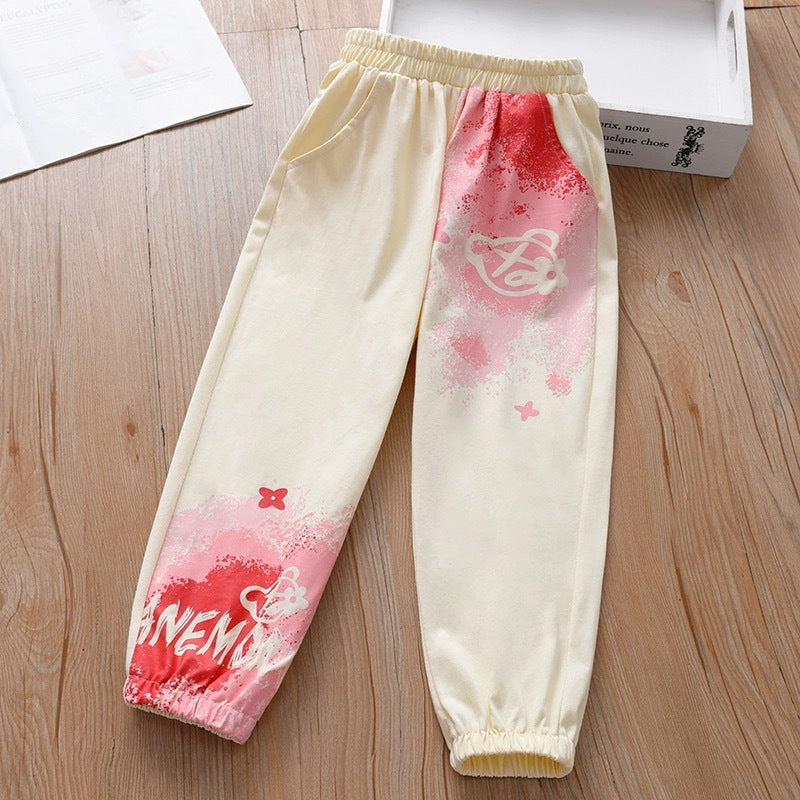 Spring Baby Kids Girls Elastic Soft Breathable Tie Dye Sportswear Pants-4