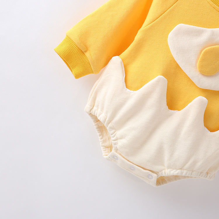 Baby Cartoon Egg Shape Design Long Sleeved Cute Bodysuit With Headband-4