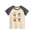 Summer Teddy Bear Cartoon Print Color Patchwork Girls’ T-Shirt In European And American Style-4