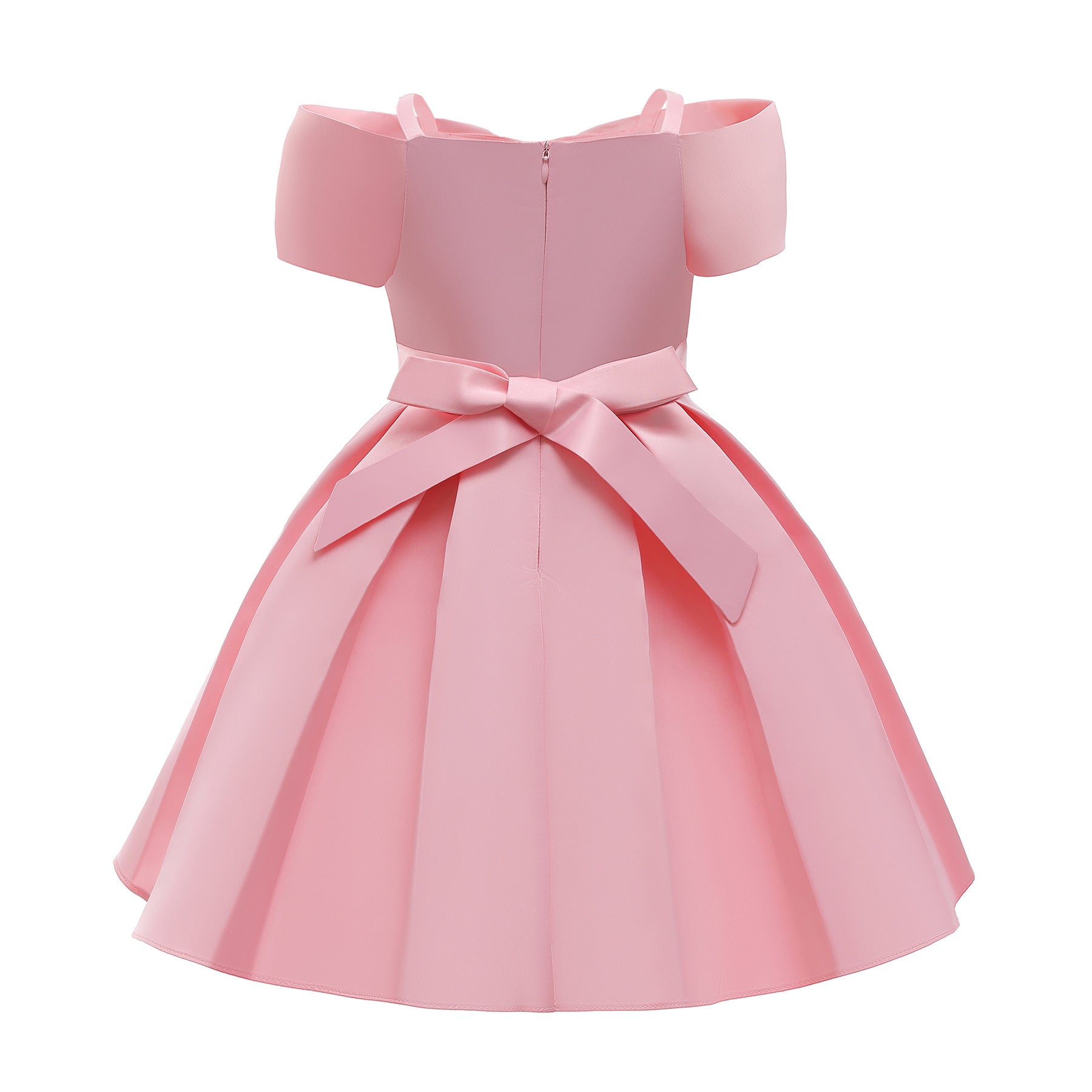 Baby Girl Solid Color Sling Princess Fashion Dress Children’s Formal Dress-14