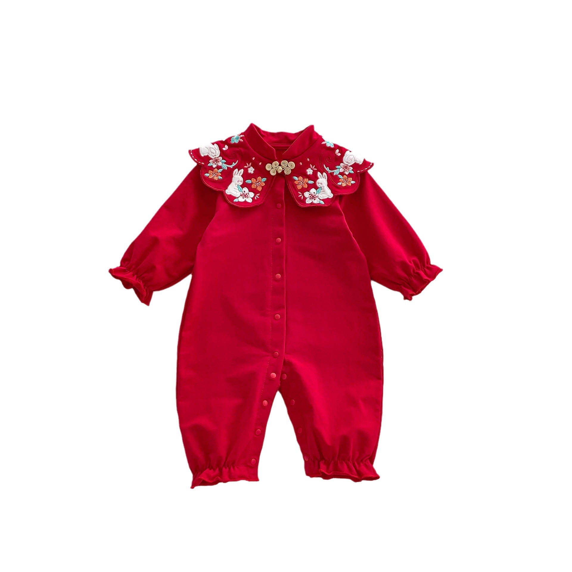 Chinese Style Red Festival Romper In Autumn-4