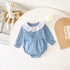 Baby Girl Plaid Pattern Ruffle Neck Design Triangle Sweet Onesies-4