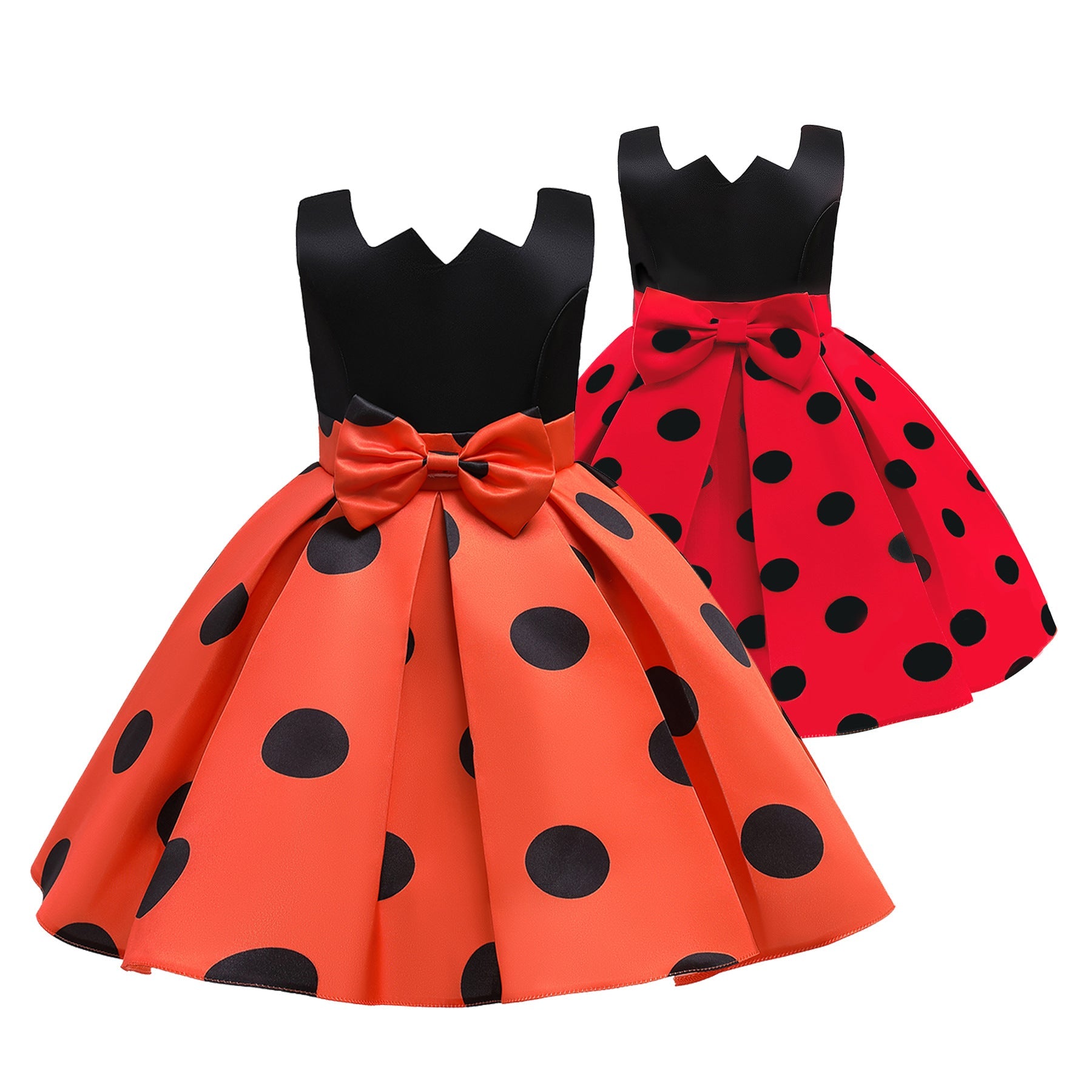 Baby Girl Polka Dot Graphic Sleeveless Performance Evening Dress-0