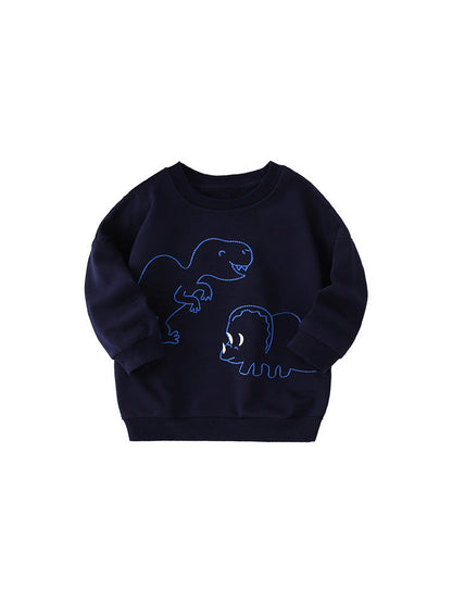 Baby Boy Cartoon Print Pattern Comfy Cotton Pullover-2