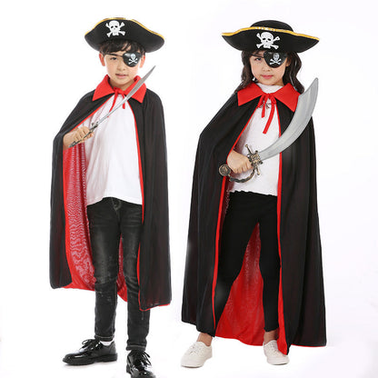 Halloween Pirate Cape Hats 3-Piece Sets Ghost Festival Cosplay-4