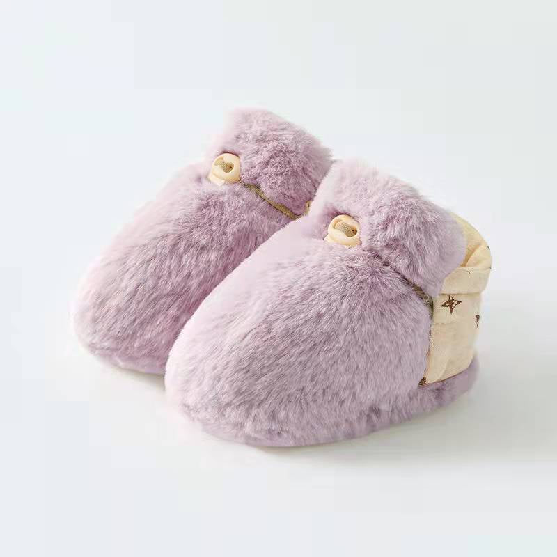 Newborn Baby Solid Color Plush Warm Shoes Outfits In Autumn &amp; Winter-4