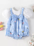 Summer New Arrival Baby Girls Floral Pattern Short Sleeves Big Bow Onesies-0