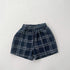 Baby Denim Blue Plaid Pattern Loose Shorts-5