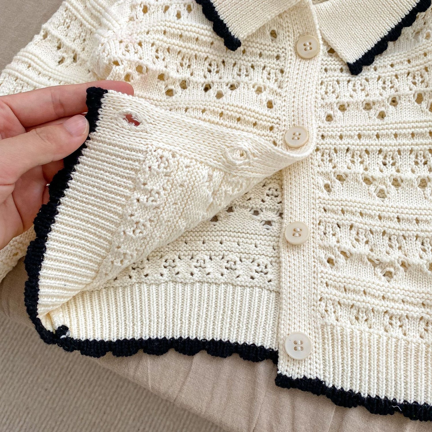 Autumn Sweet Style Hollow Carved Design Cardigan-5