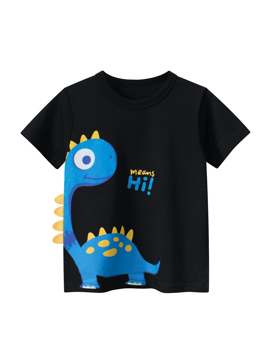 Boys’ Dinosaur Cartoon Design T-Shirt In European And American Style-0