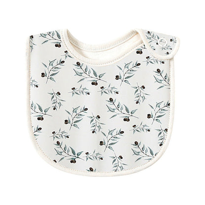 Baby Floral Print Covered Button Design Water Absorbing Bibs-5