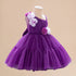 Summer Baby Kids Girls Princess Sleeveless 3D Flowers Birthday Tulle Dress-4
