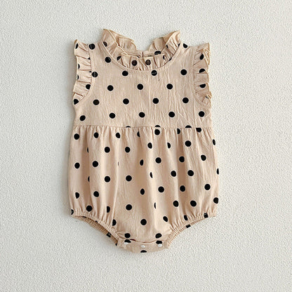 Summer Baby Girls Sleeveless Polka Dots Onesie-5