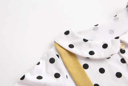 Baby Girl Polka Dot Pattern Doll Collar Design Fake Two Piece Backless Long Sleeve Onesies-5