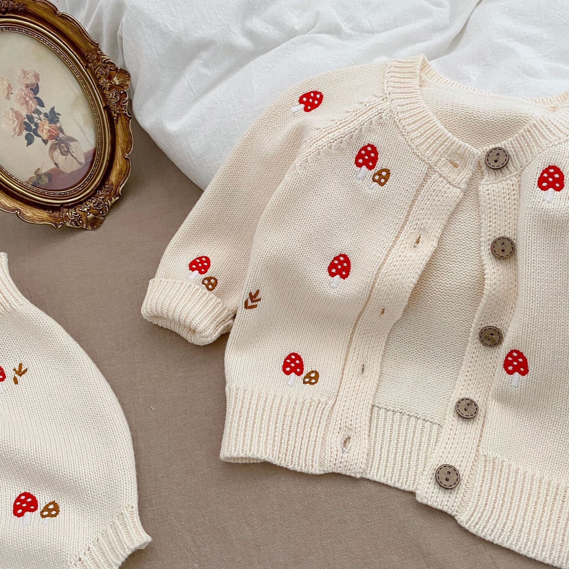 Baby Girl Embroidered Pattern Sleeveless Onesies or Cardigan-5