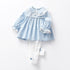 Baby Girl Heart Pattern Ruffle Doll Neck Shirt Combo Embroidered Pants Sets-0