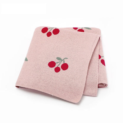 Hot Selling: Spring/Summer New Arrival Knitted Cute And Sweet Cherry Soft Baby Blanket, Perfect For Newborn Boys And Girls-4