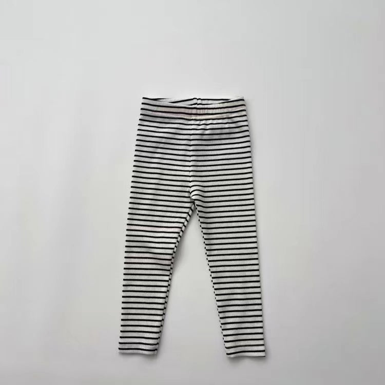 Baby Girl Striped Pattern Elastic Tight Knit Pants-5