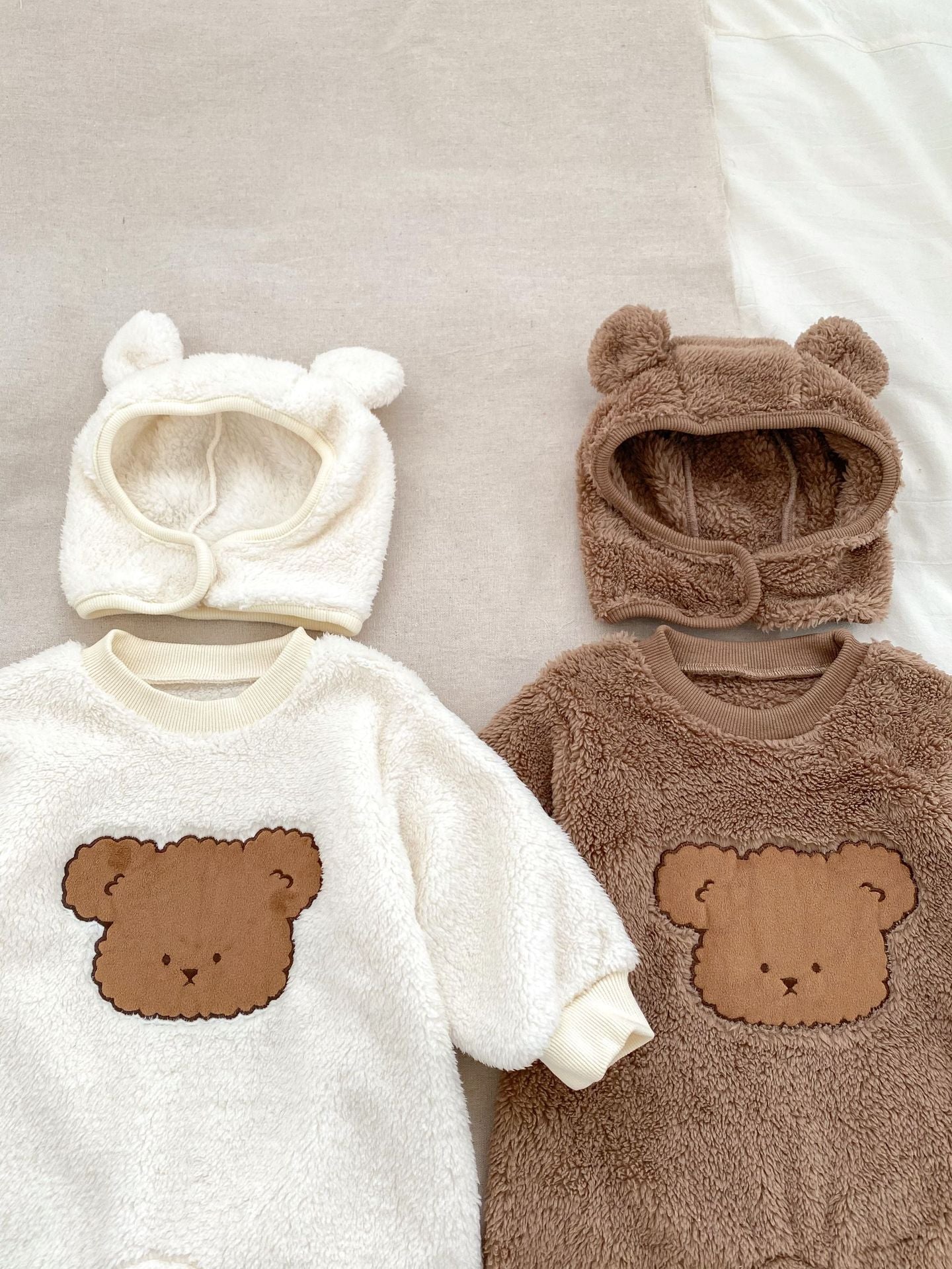 Winter Infant Baby Lovely Teddy Bear Cartoon Pattern Thermal Pajamas Romper-5