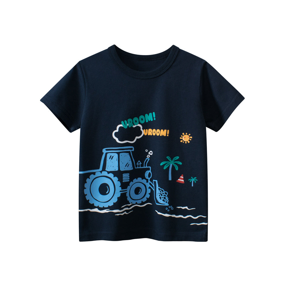 Boys’ Beach Print T-Shirt In European And American Style For Summer-0