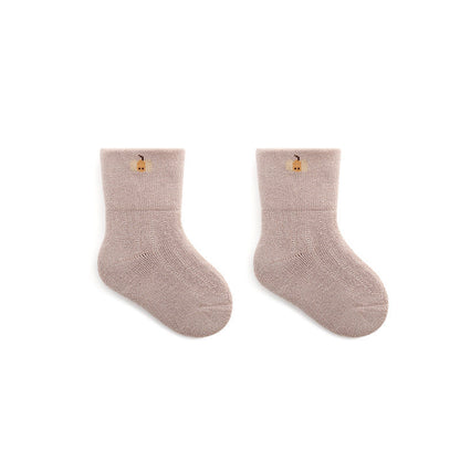 Baby Embroidered Pattern Thickened Warm Mid Tube Socks-5