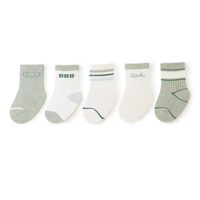 Baby Unisex Breathable Comfy Preppy Socks 5-Pair Set-5